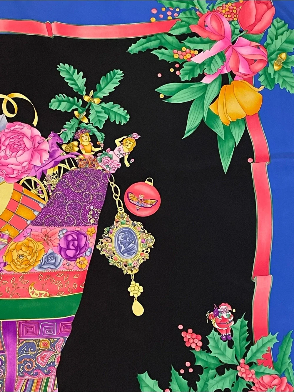 Stunning Rare Leonard Paris Scarf Silk Florescent Holiday Print 34 In Exc Cond